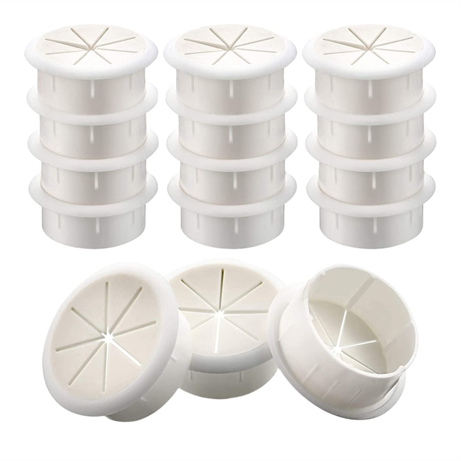 Pasacables for Cables de Escritorio for Mesa, 15 Piezas for for Juego Cubiertas for Orificios Flexibles Organizador for Oficina, Hogar, PC(White)