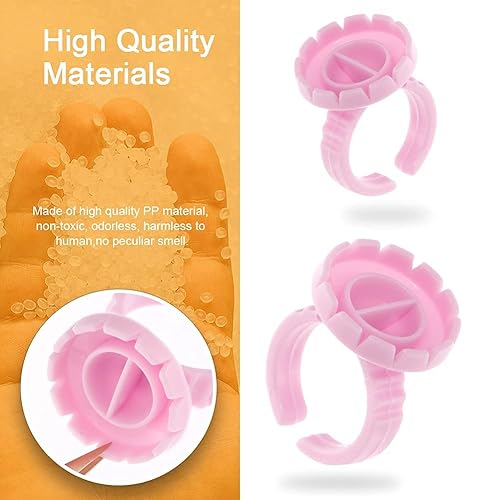 Miniatura 6 de Suministros de extensiones de pestañas, 100 anillos de pegamento, soporte para pegamento de pestañas para abanico de pestañas de volumen, taza de