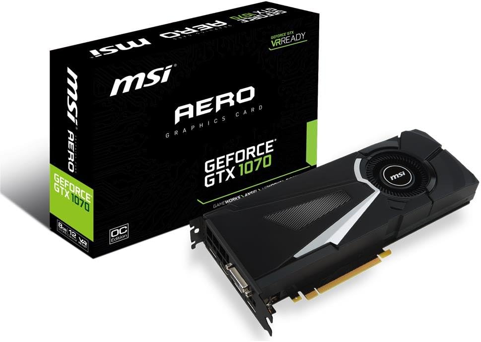 MSI GeForce GTX 1070 AERO 8G 1920 Cuda Core PCIE 3.0 8 GB GDDR5 256-Bit Graphics Card - Black
