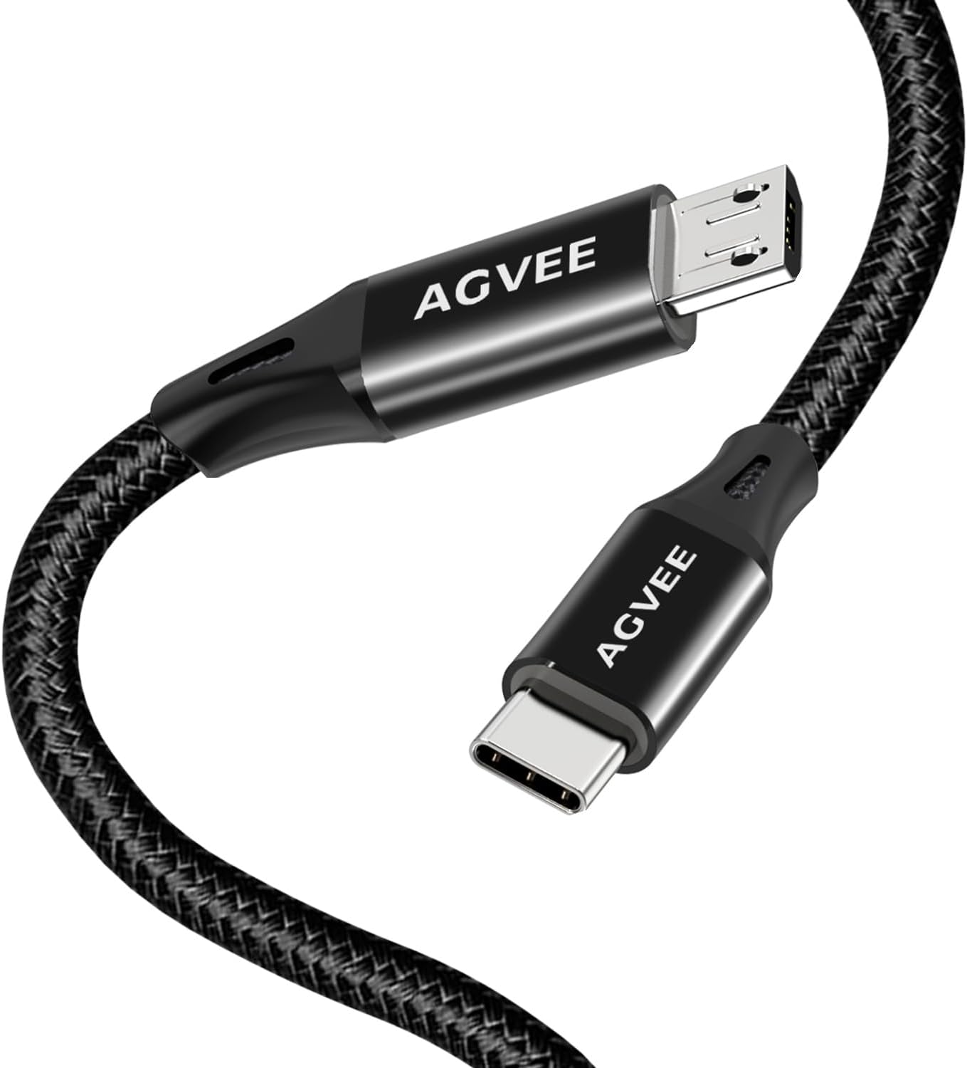 - 2 Pack 3ft USB-C OTG to Micro USB Cable, Braided Charger Data Sync Cord Charging Wire Adapter for Samsung Galaxy S7 S6, J7, J3, LG, PS4, Kindle, PS4 Xbox Controller, Android Phone, Black