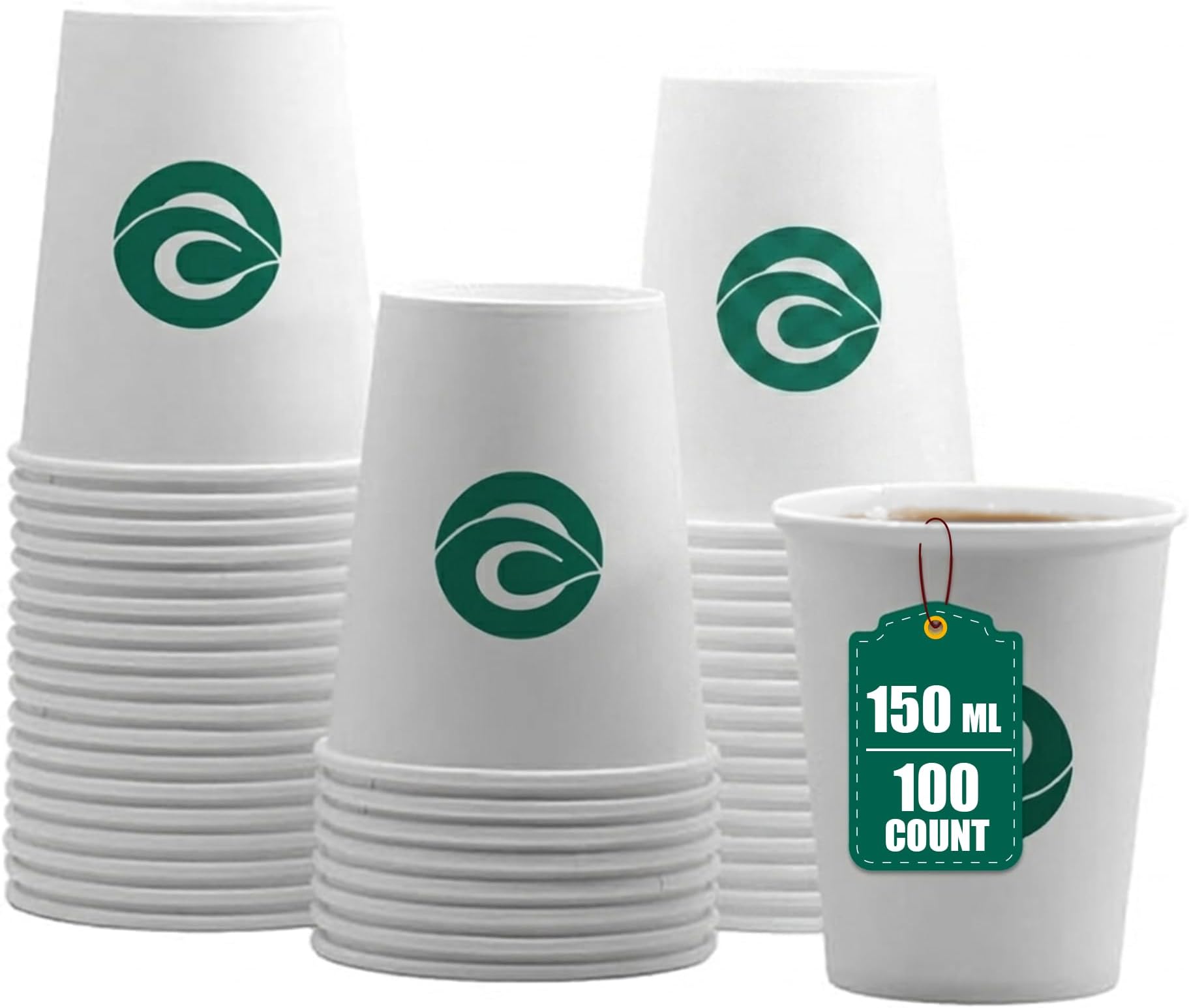– ECO SOUL [150 ml, 100 Count] Disposable White Paper Cups| Plastic-Free Aqueous Coated | Eco-Friendly & Biodegradable Cups | Use & Throw Party Glasses | Ideal for Tea, Coffee & Water