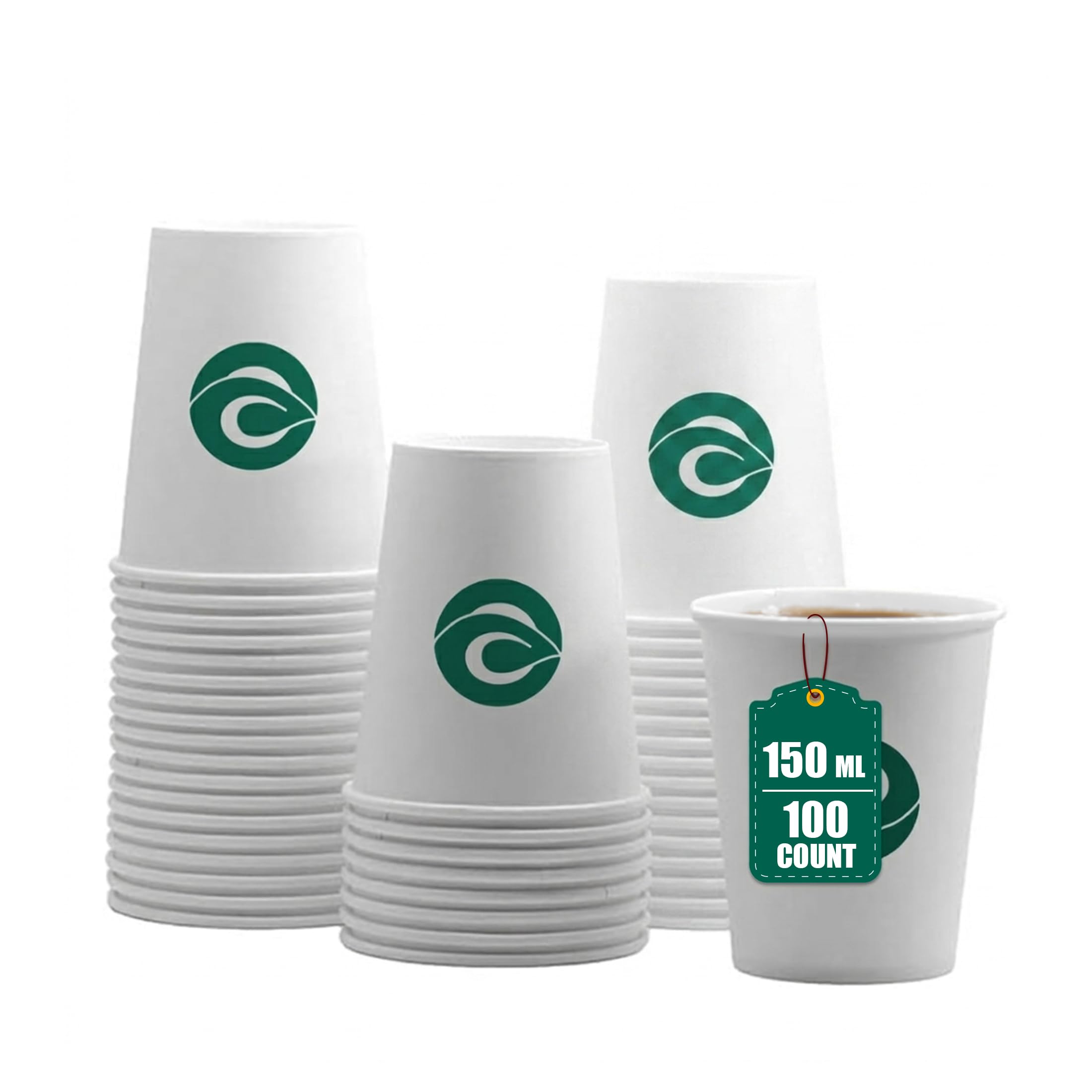 ECO SOUL | 150 ml White Disposable Paper Cups | 150ml – Pack of 100 | Disposable Paper Cups for Tea & Coffee | Biodegradable Paper | Leak-Proof & Sturdy | Perfect for Hot Drinks | White