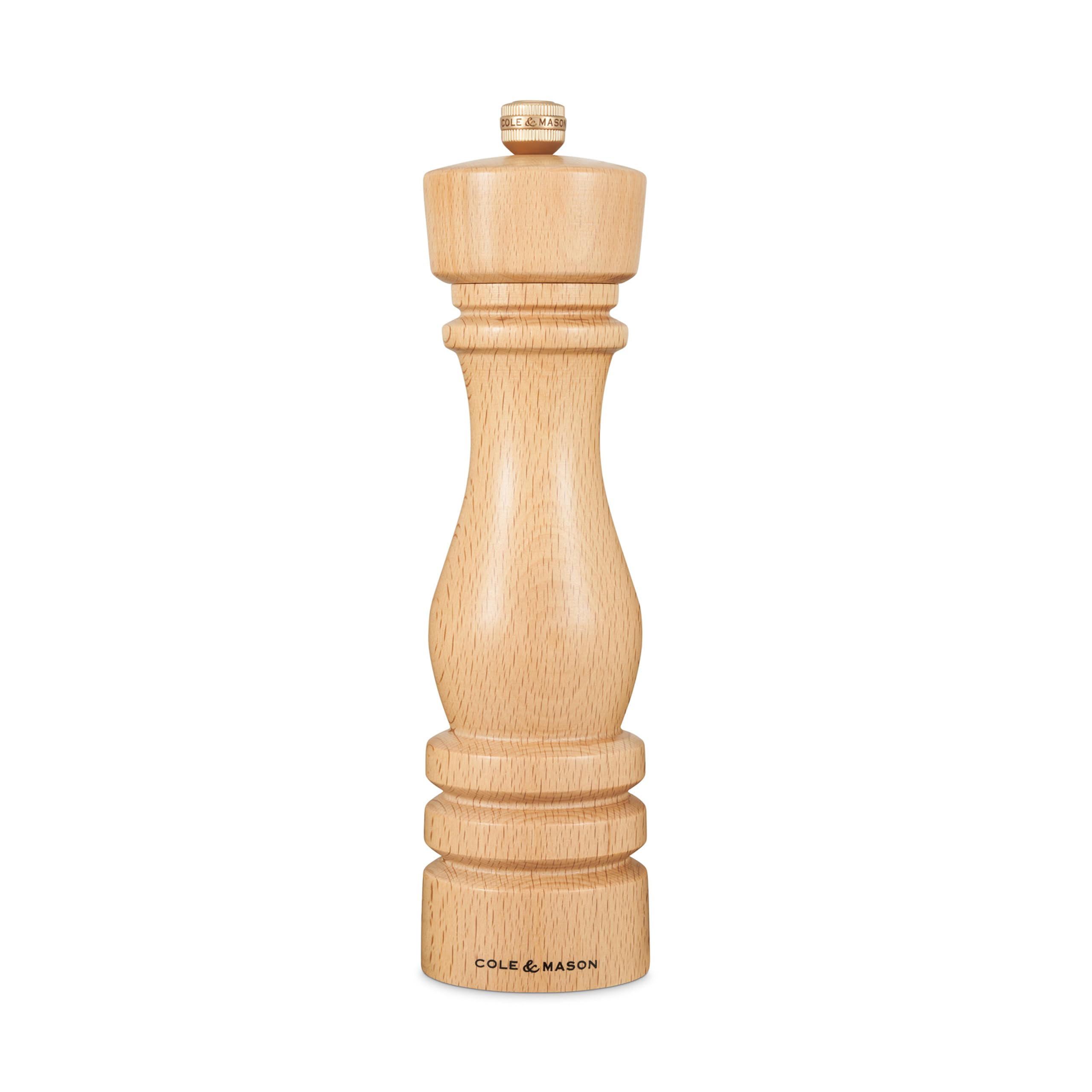 Cole & Mason : London 220mm/8"" Natural Beech Salt & Pepper Mills. H233009/010.