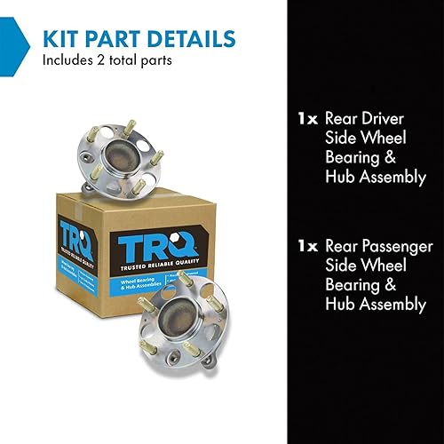 Miniatura 889 de TRQ Juego de 2 rodamientos de rueda delantera y conjunto de cubo compatible con Ford Mustang 2005-2007 2005-2014