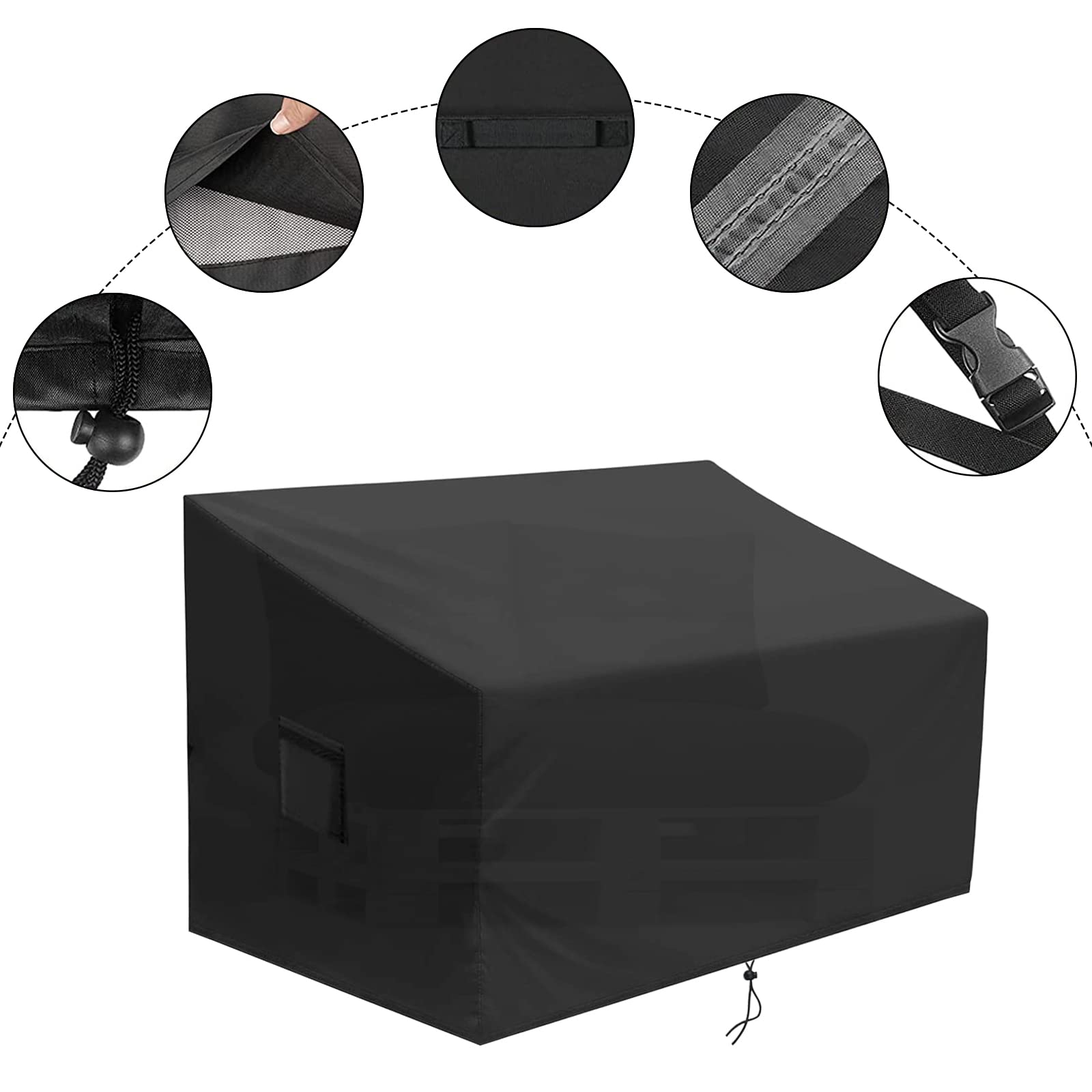 Housse de protection pour canapé en palettes - Tissu Oxford 420D - Avec cordon de serrage - Imperméable - Pour meubles de jardin - 130 x 85 x 80 cm