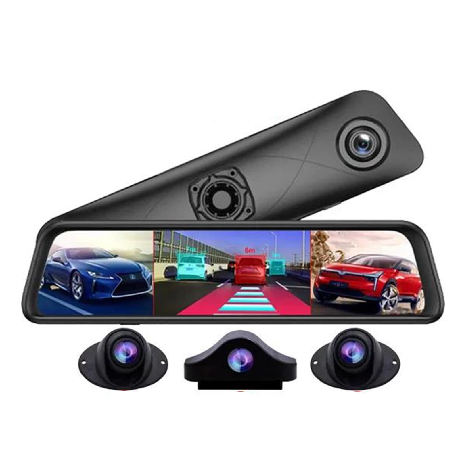 4CH ミラーダッシュカム ドライブレコーダー 12インチ 360°パノラマ Amazon | ダッシュカム、360 ° ビデオレコーダー 4 チャンネル 12