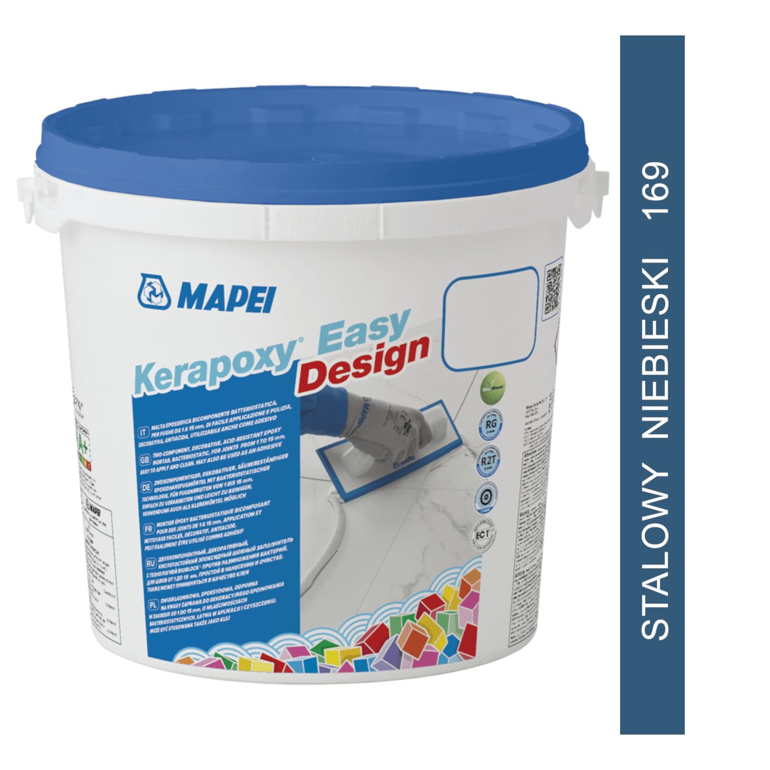 MAPEI Kerapoxy Easy Design 169 ACERO BLUE 3kg - decorativo, resistente a los ácidos, lechada epoxi de dos componentes