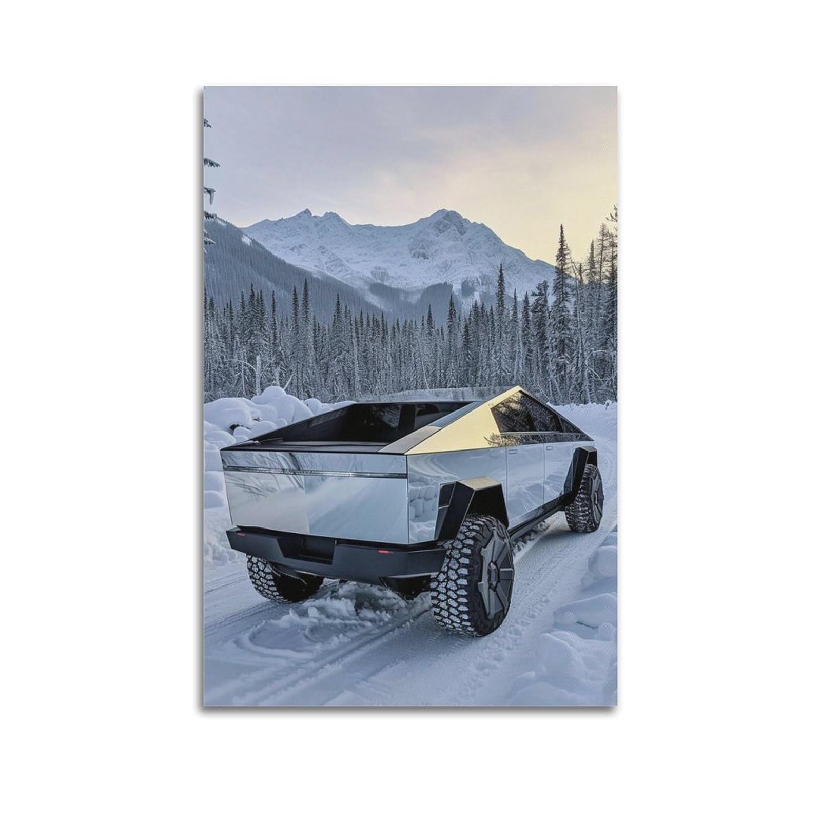 Car Poster Tesla Cybertruck in The Snow-1 Poster Decorative Painting Canvas Wall Posters And Art Picture Print Modern Family Bedroom Decor Posters 24x36inch(60x90cm)