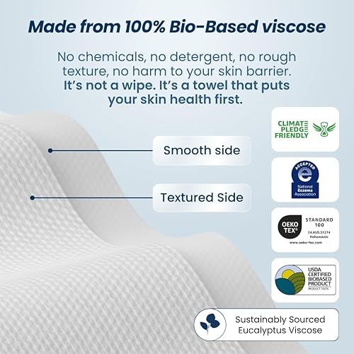 Miniatura 9 de Clean Skin Club Clean Towels XL Supreme, toalla facial 100% aprobada por dermatólogos a base de plantas por USDA, exfoliación suave, paño facial