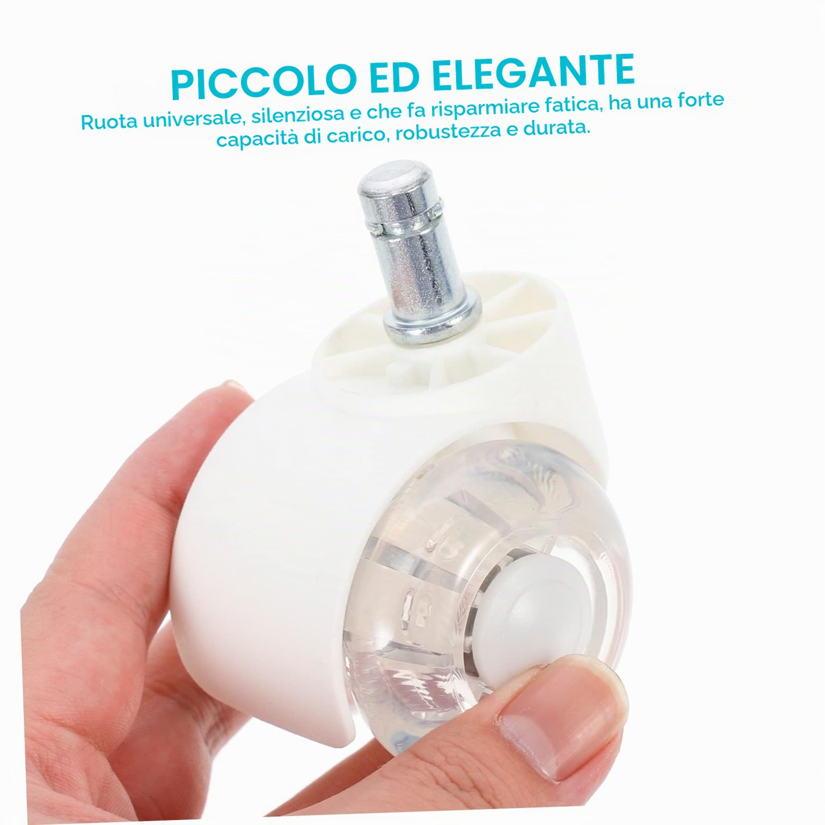 Angoily Ruote per Sedia da Ufficio Bianche in Pu e Lega D'acciaio 5 Pezzi Funzionamento Silenzioso e Rotelle per Mobili Pratici e Resistenti