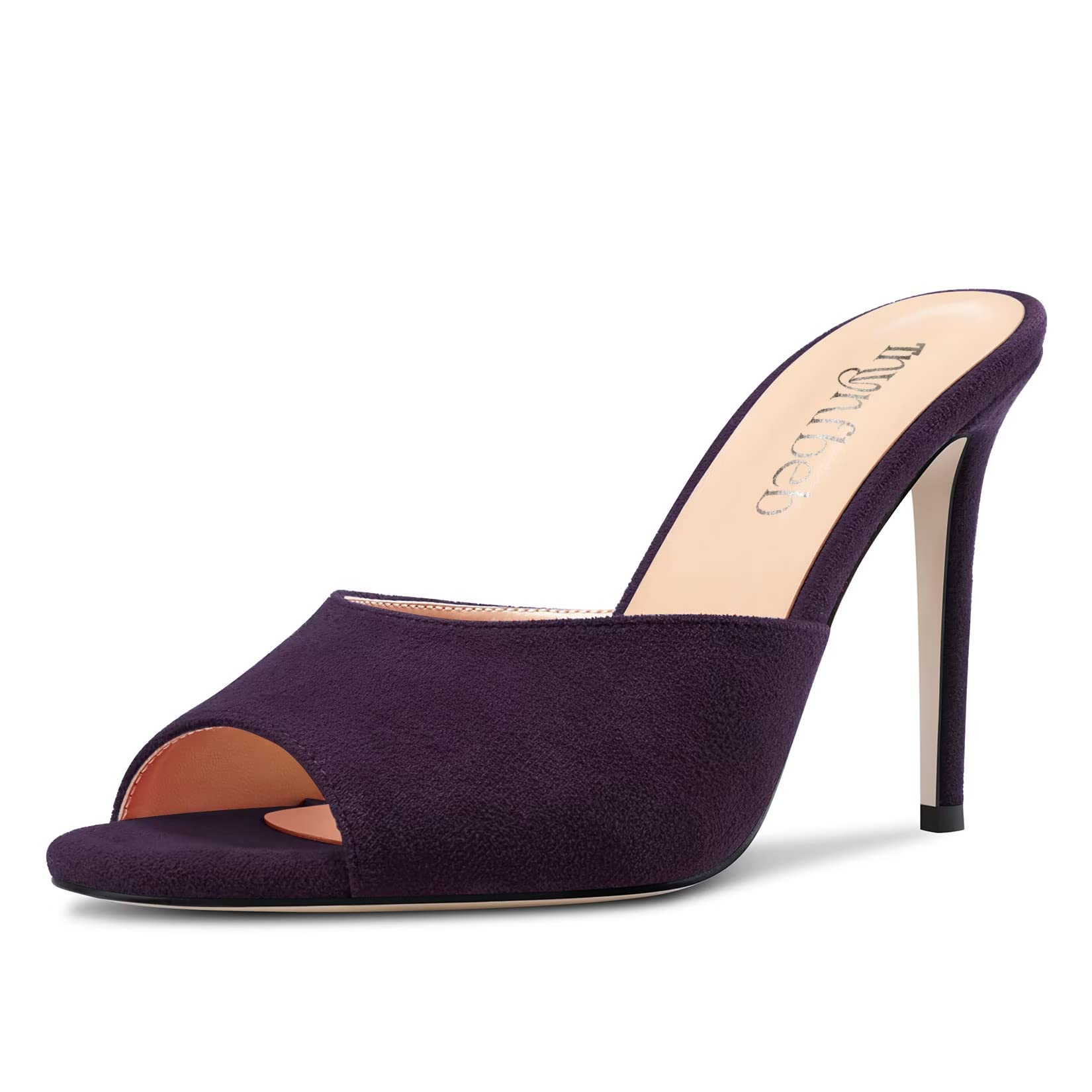 TNYNFBEB Women Stiletto High Heel Peep Open Toe Sandals Slingback Slip-on Wedding Office Cute Basic Classic 3.9 Inches Heels