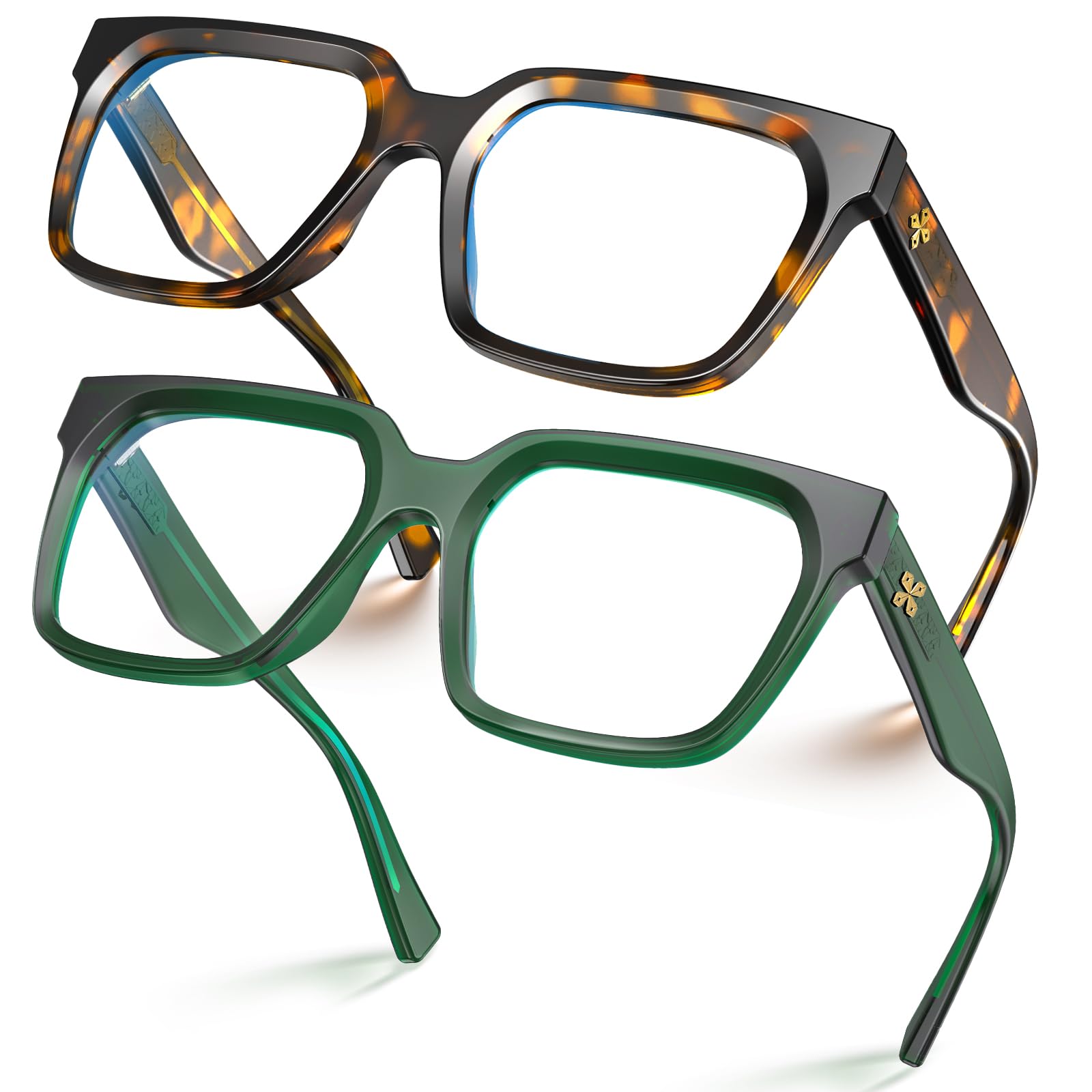 VISOONE 2 Pack Rectangle TR90 Blue Light Blocking Glasses Computer Eyewear
