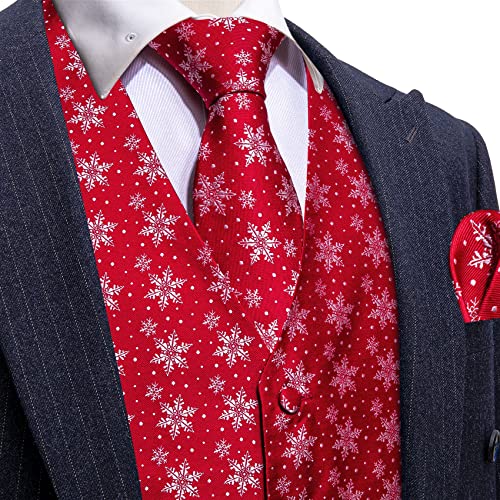Image of Barry.Wang Mens Red /Green Christmas Suit Vest Holiday Xmas Waistcoat Tie Set Party Tuxedo