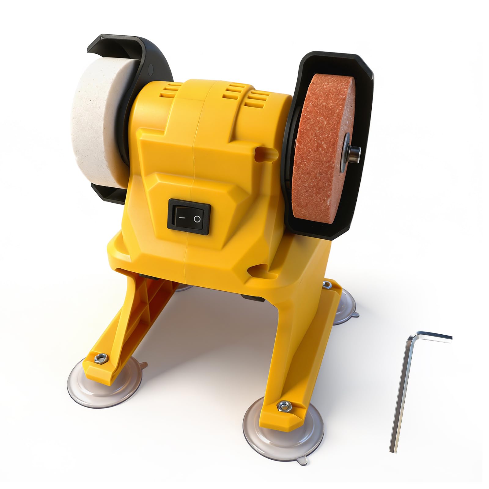 Mini Electric Belt Sander for Dewalt 18/20V, Cordless Belt Sanding Machine Bench Grinder Buffer Polisher with Grinding Polishing Wheel for Wood Metal Aluminum Processing (Yellow, for Dewalt)
