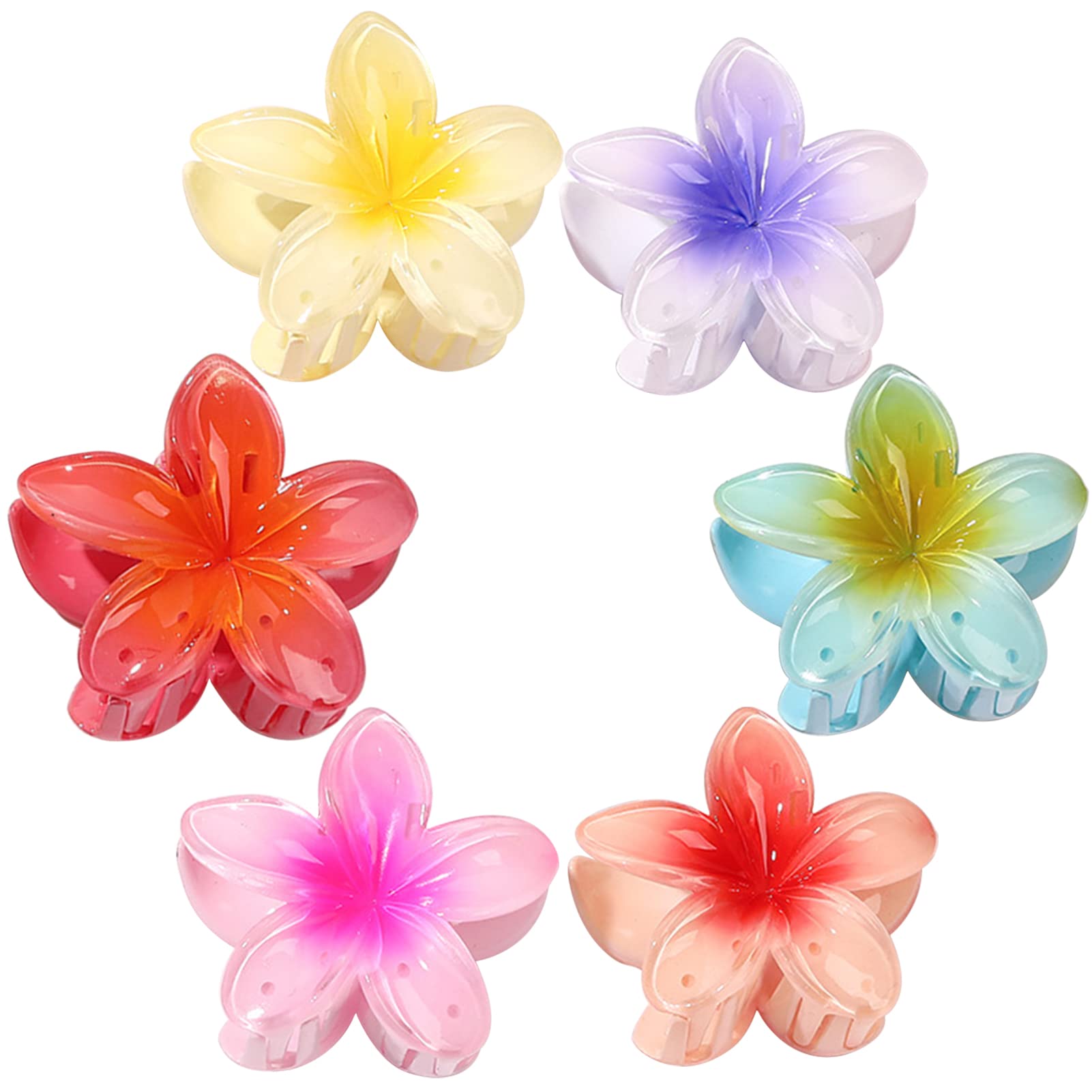 MOCOTIN Plumeria Flower Hair Claw Clips, 6 Pack Large Hair Clips