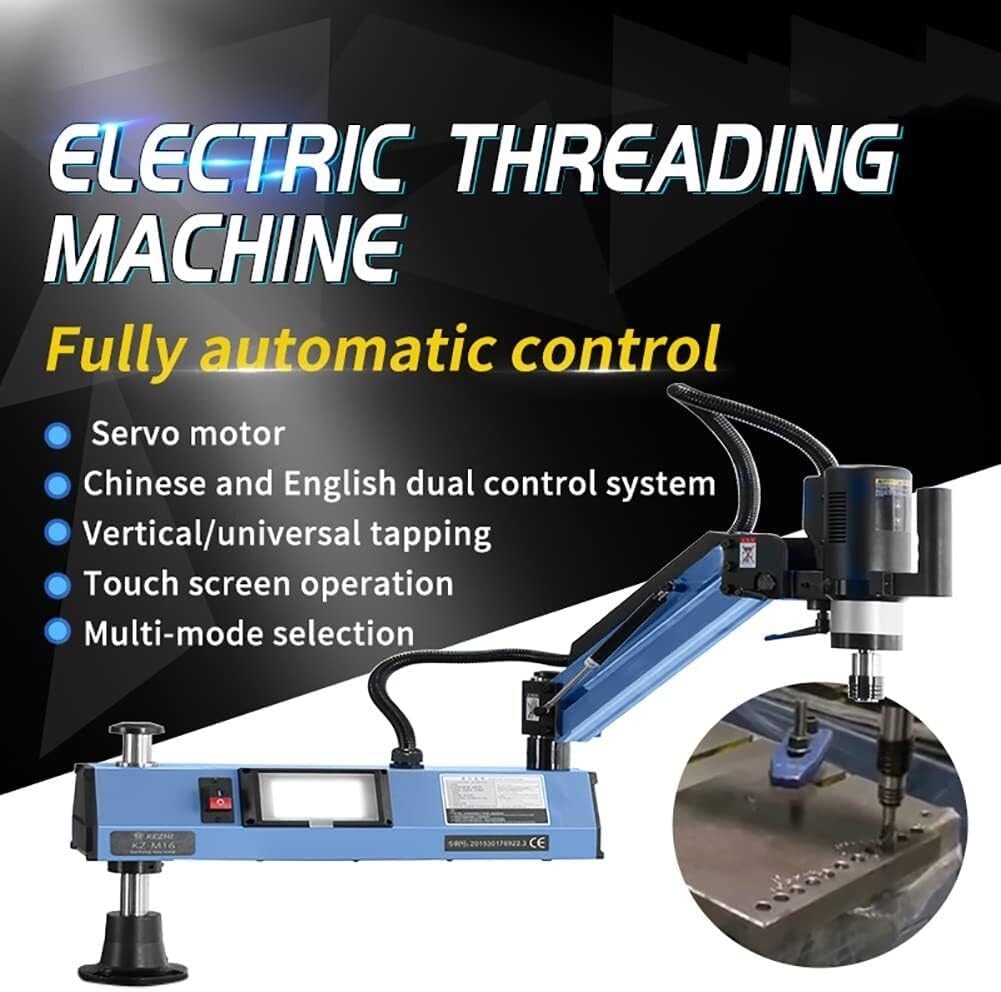 Electric Tapping Machine Arm Intelligent M3-M16 Tap Collets 600W Tapper Machine 312 RPM/min 360 Angle Flexible Arm Nut-Tapping