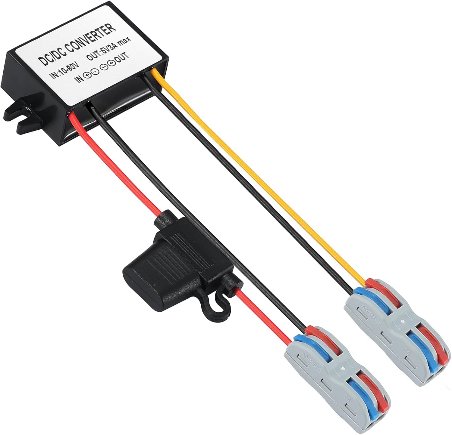 YABOANG 10-60V to 5V DC/DC Buck Converter, 12/24/36/48/60V 5V3A 15W Waterproof Step Down Voltage Regulator with Fuse Protection for Electronics, IoT Devices, LED Lights & Industrial Automation-picture-15
