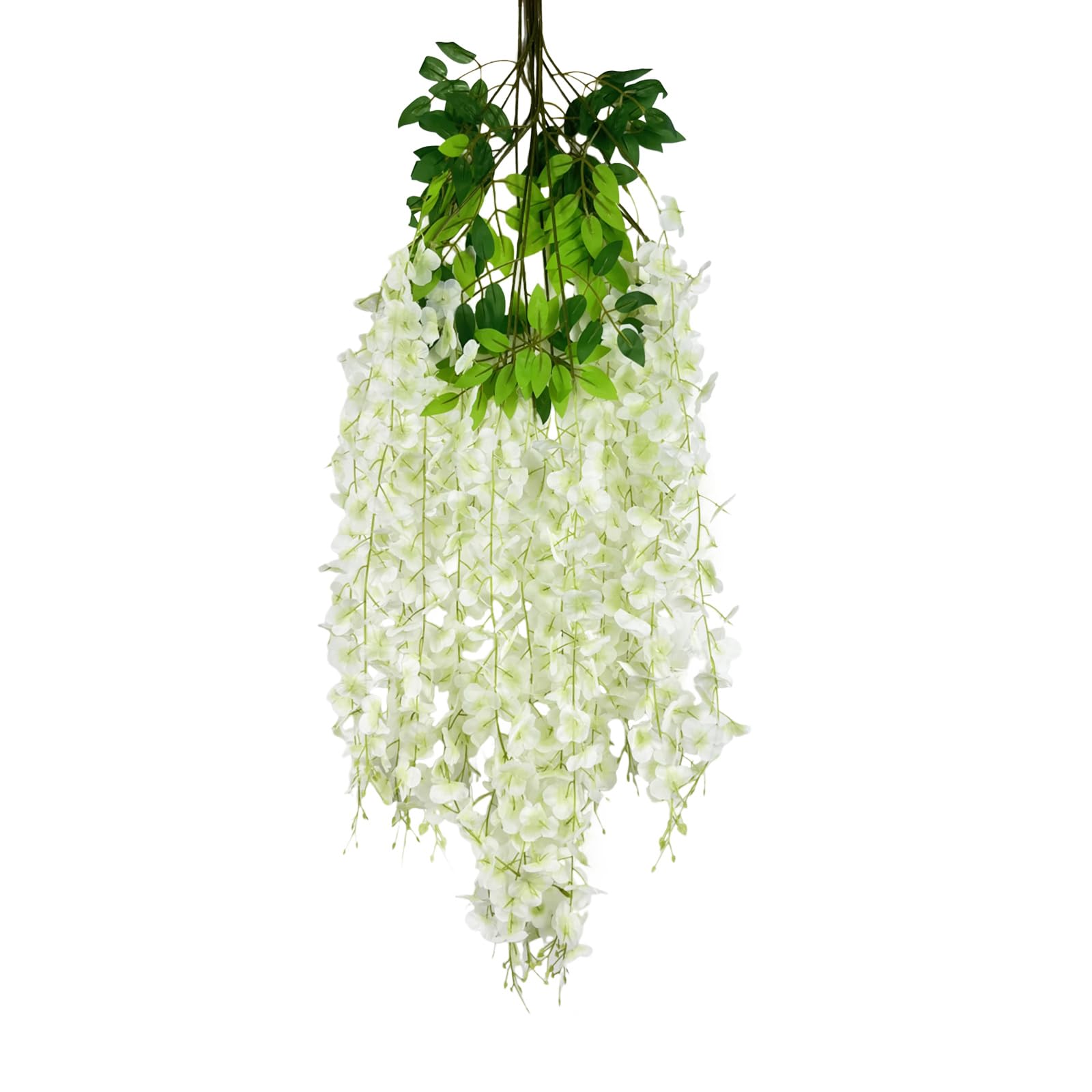 5 Pack Cream Wisteria Hanging Flowers Garland, 3.77 Feet Cream Artificial Wisteria Flower Vines, Fake Cream Wisteria, Cream Flower Vines for Backdrop, Cream Hanging Flower Garland Decor — image 1