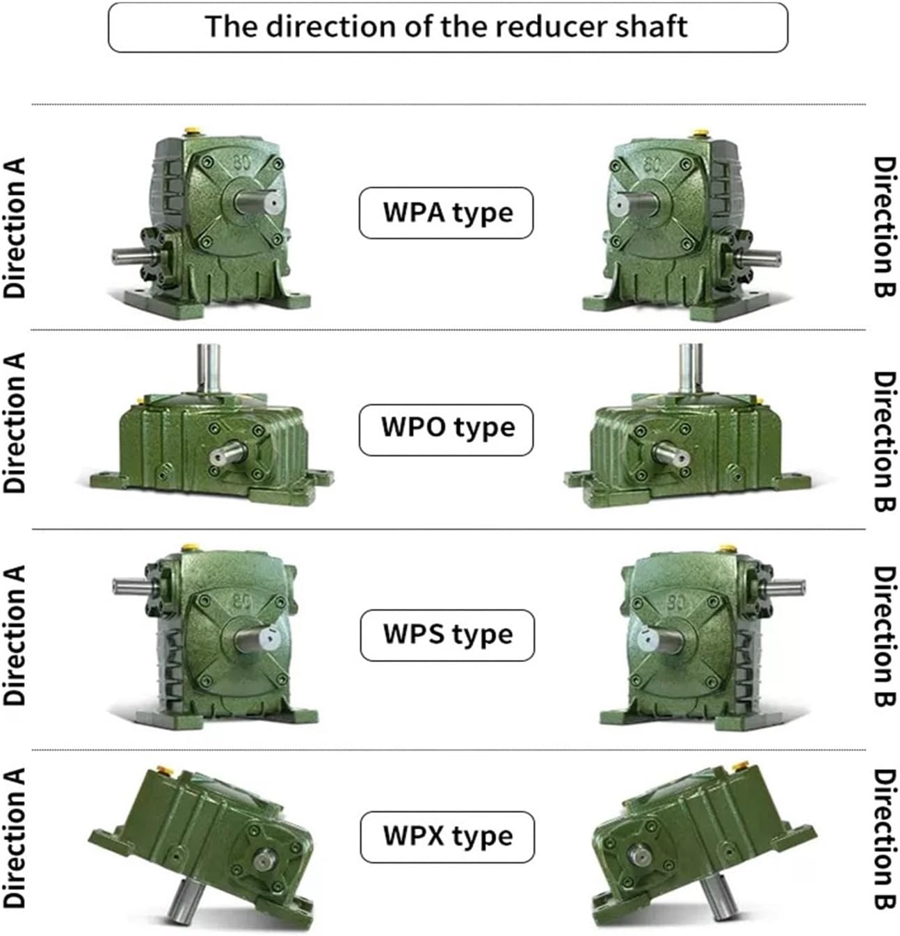 WPA WPS WPO WPX40 50 60 70 80 100 Gearbox Iron Shell Worm Gear Reducer Small Motor Transmission Gears Reduction Box(40-1,WPA40)