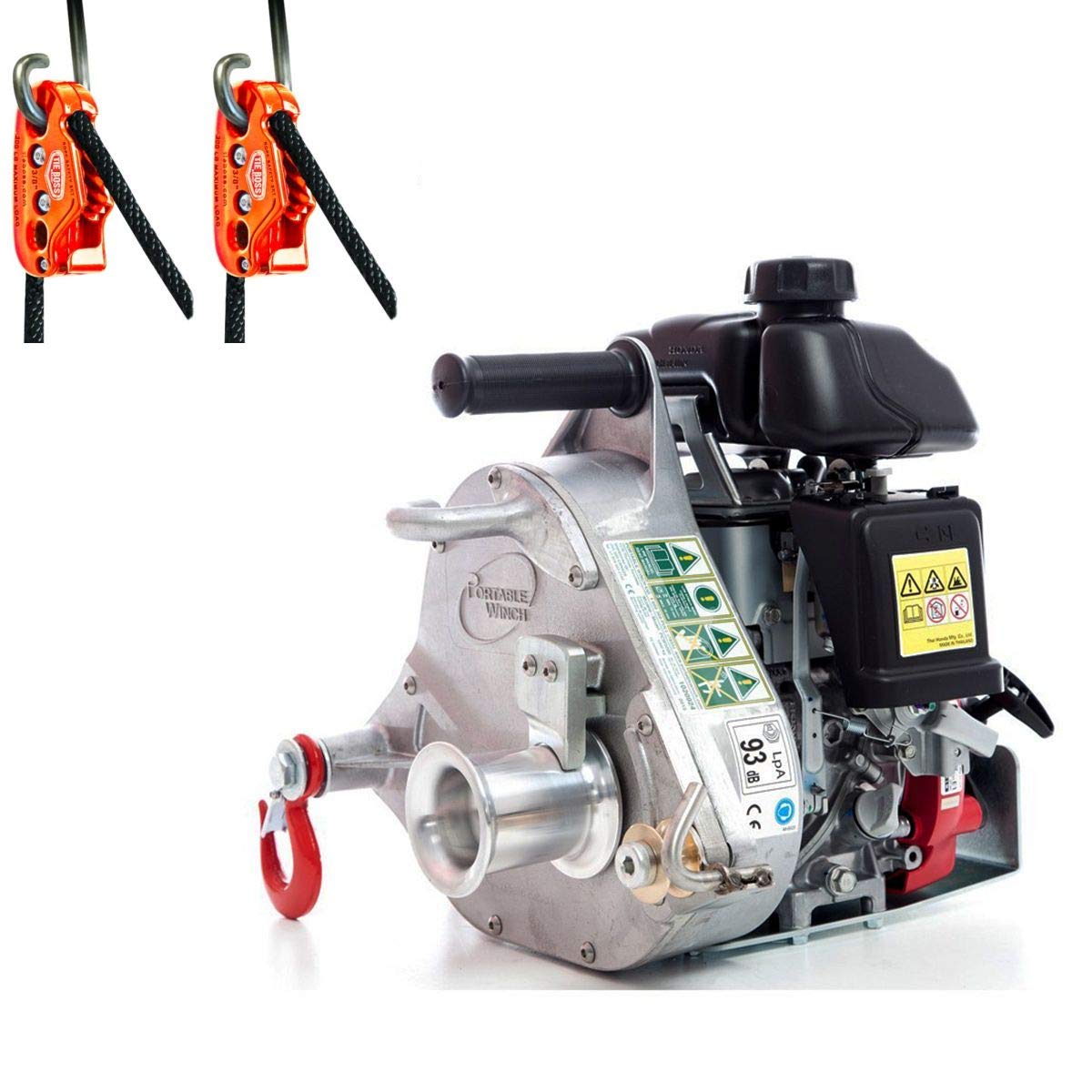 Portable Winch PCW5000 GasPowered Capstan Pulling Winch with Bonus 2 x Orange 10' x 3/8" Tie