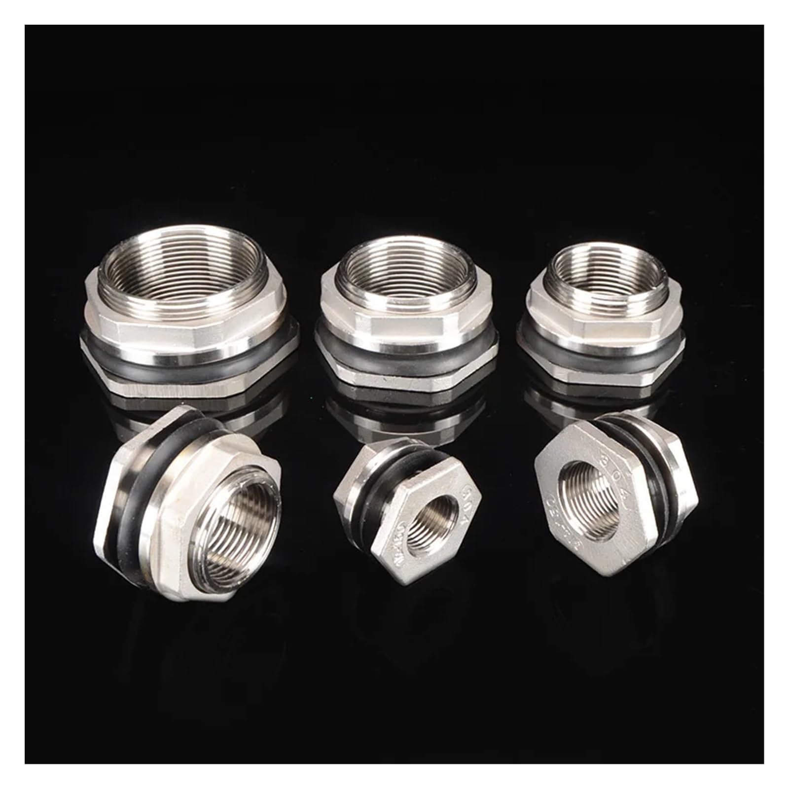 1pc 1/4" 3/8" 1/2" 3/4" 1" 1-1/4" 1-1/2" 2" Water Tank Connector Male Pipe Single Loose Key Swivel Fittings Nut Jointer with Gasket(304,3/8")