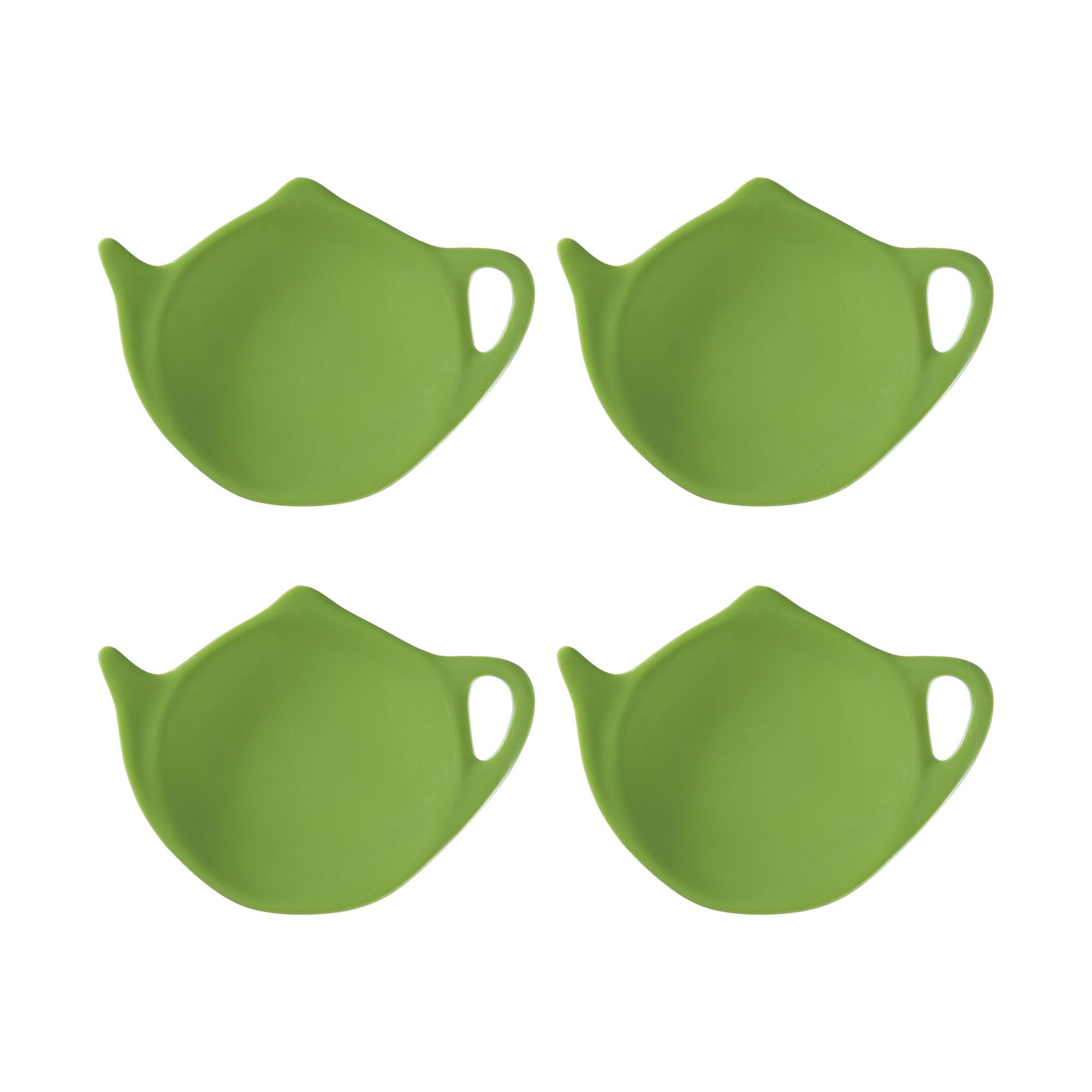Supreme Housewares Tea Bag Holder Set of 4, Teapot Shaped Tea Bag Coasters Spoon Rests Saucer Seasoning Dish Set Teabag Holder (Green)