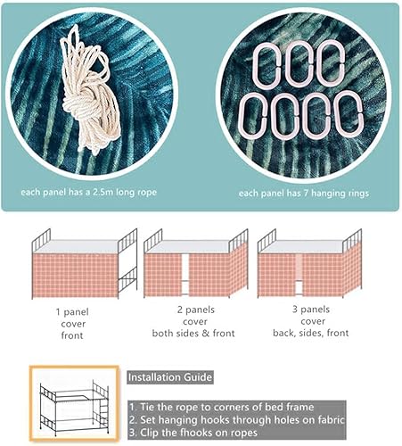 Miniatura 7 de Lindas cortinas de litera de tela de privacidad para niñas de fondo, 2 paneles, árbol rosa