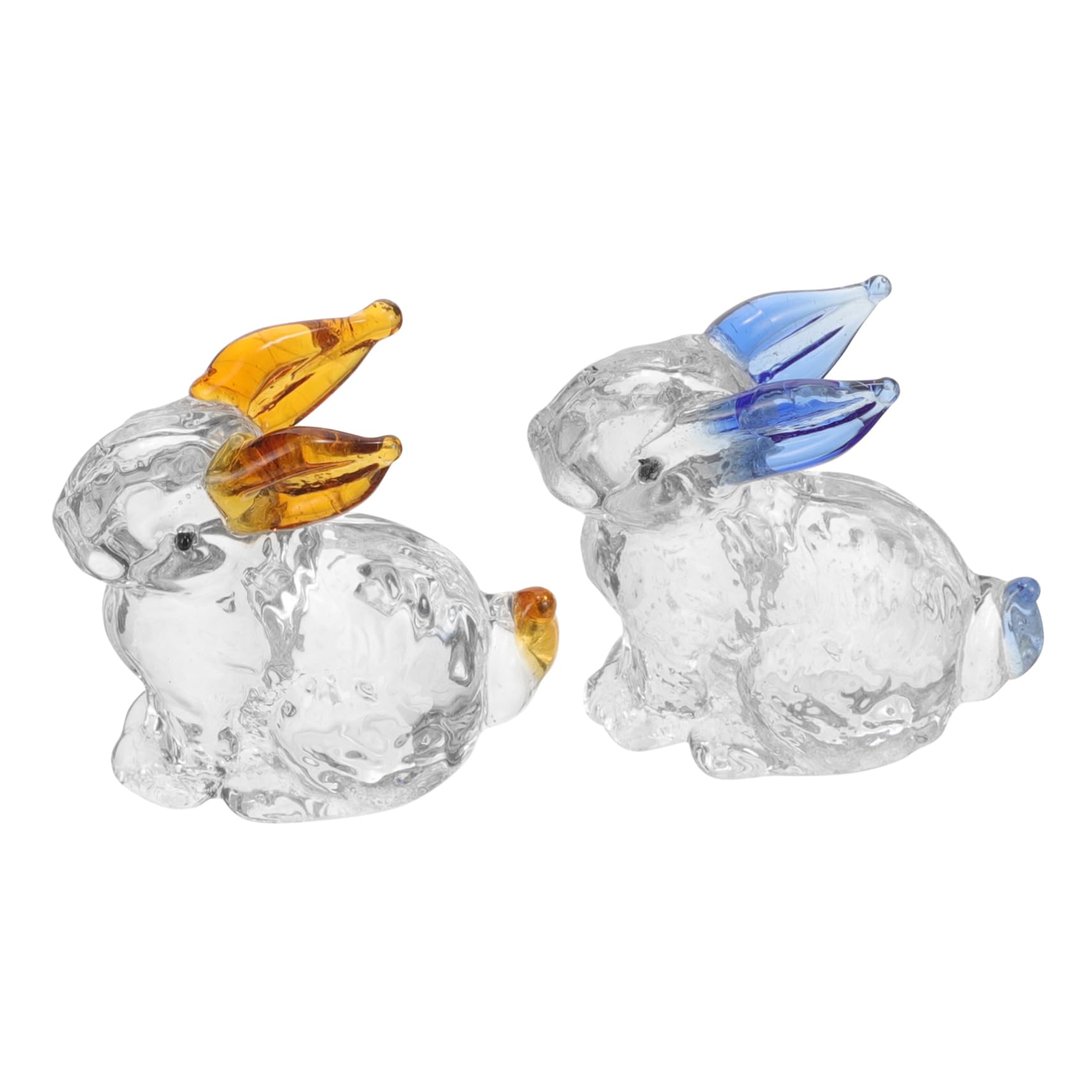 SOLUSTRE 10stücke Kristall Kaninchen Figurine Miniature Osterdeko Niedliche Statue Für Büro Und Wohnzimmer Blauer Und Farbton Kreative Tischdekoration