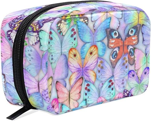 Bolsa de maquillaje cuadrada para cosméticos, bolsa de aseo portátil de viaje, bolsa de almacenamiento con cremallera negra para mujer, Multicolor85