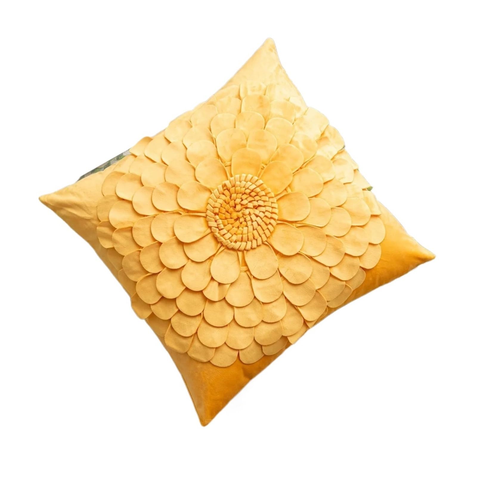LCKKJHG 3D Flower Pillow Covers Handmade Velvet Petals Home Decor Yellow Beige Cushion Cover Sofa Pillowcase 45x45cm(G-45X45CM)