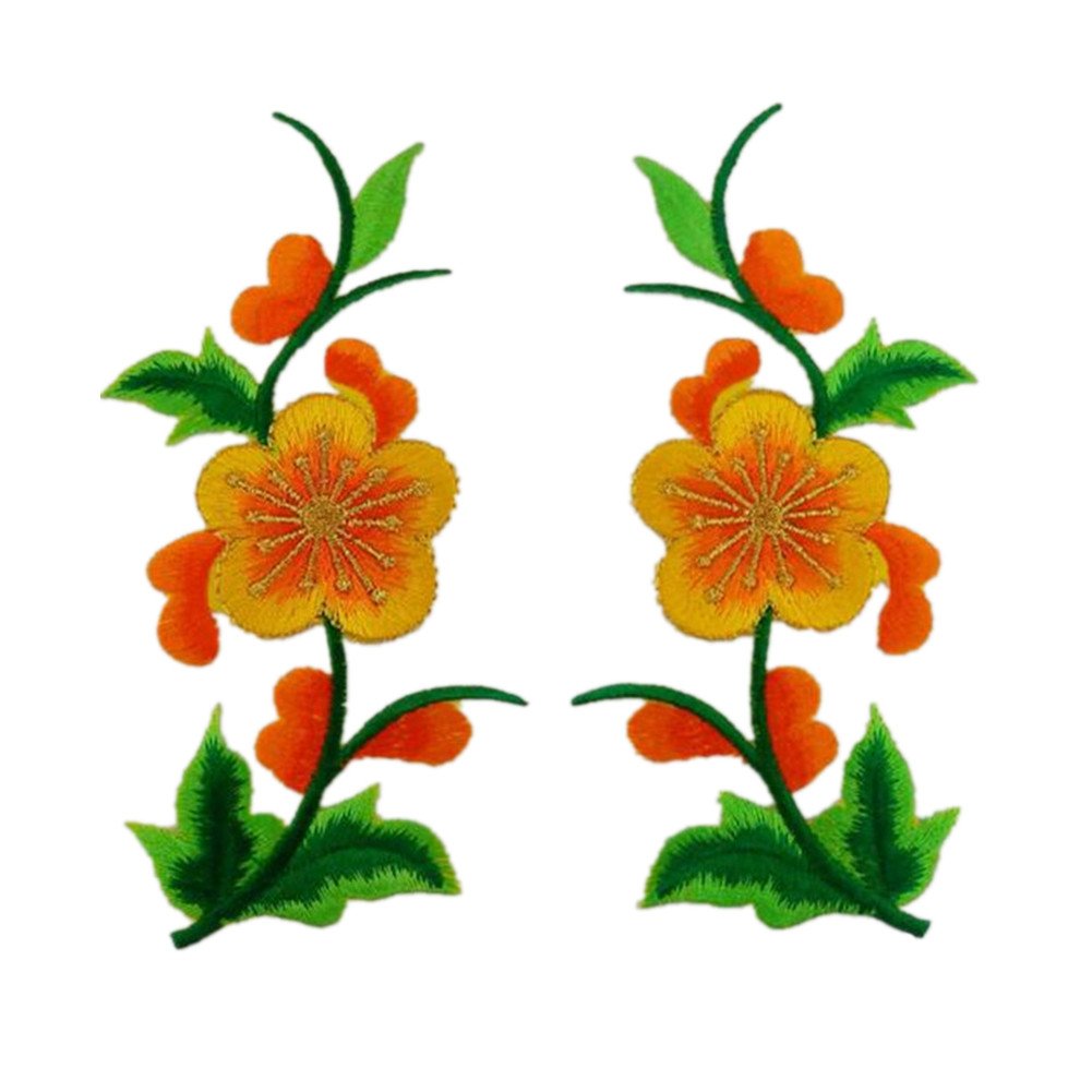 Apliques para ropa, Parches bordados de tela flores, 1 par apliques for coser y planchar(Plum Gold)
