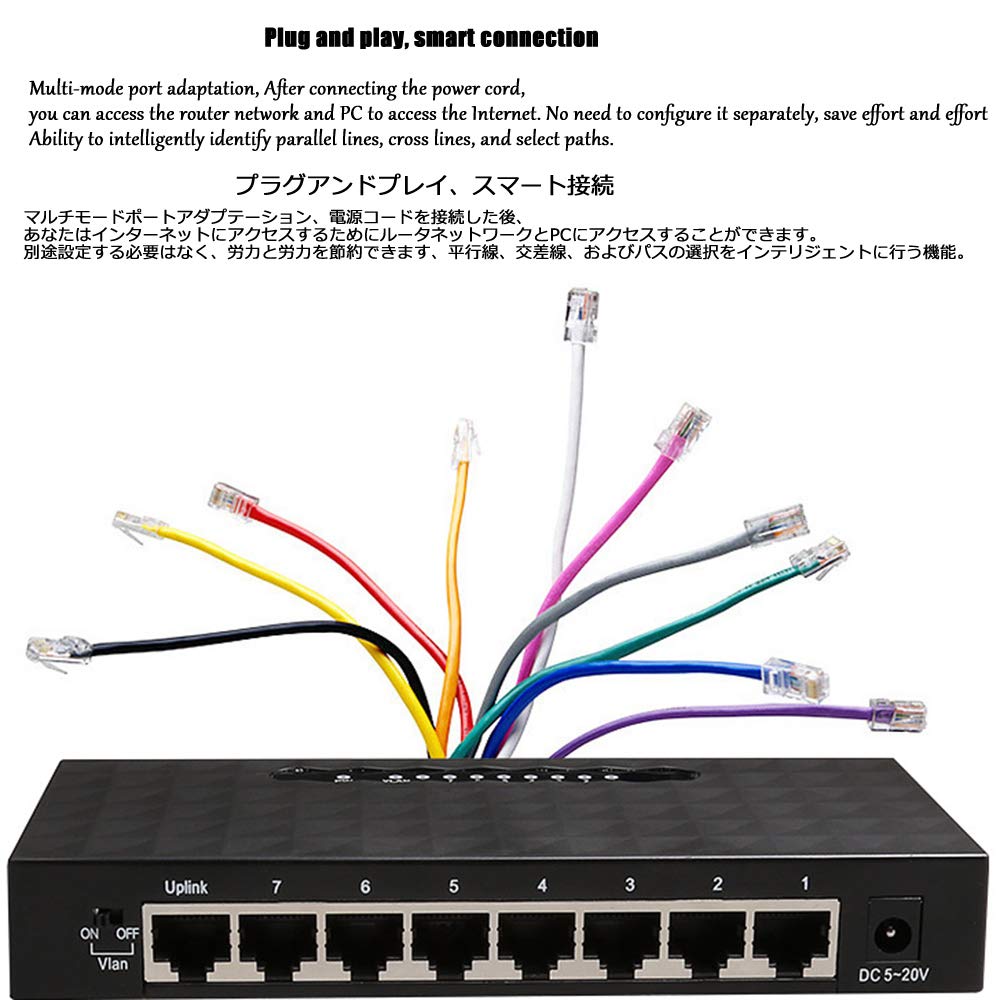 Gigabit Ethernet Switch 8 portów huby sieciowe i przełączniki Pełna 1000 m Gigabit Desktop-Switch nie zarządzany, biuro na kampusie domowej Plug and Play rozgałęziacz sieci