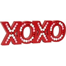 OMISHE XOXO Sign for Tabletop or Wall Hanging, Freestanding Rustic Beaded Letters for Farmhouse Home Table Decor, Gift for Wedding, Housewarming, Valentines Day, Thanksgiving, Red