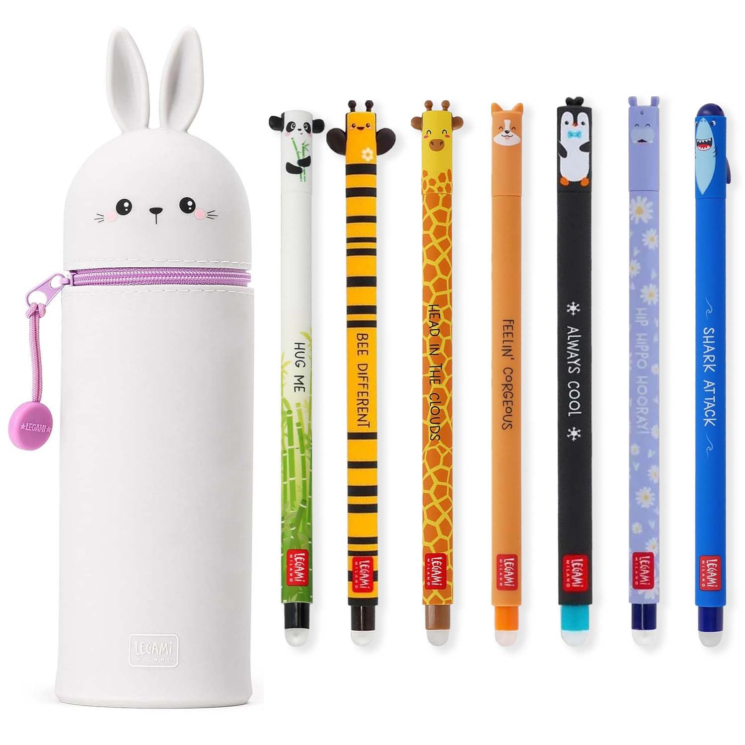 Trousse Ecole 2 En1 En Silicone Panda, 1 Fermeture Eclair En Silicone
