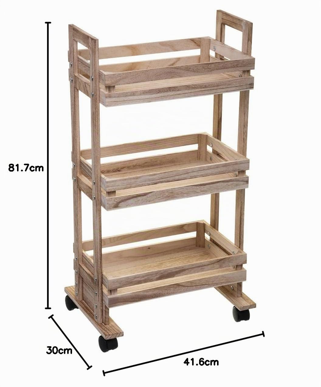 Five - Desserte sur Roues en Bois de Paulownia Esprit Cagette H 82 cm