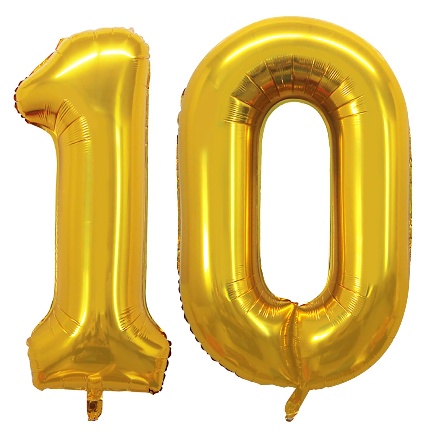 GOER Globos del número 10 para decoraciones de fiesta de cumpleaños 10, globos de helio de aluminio jumbo de 42 pulgadas para 10 aniversario (dorado)