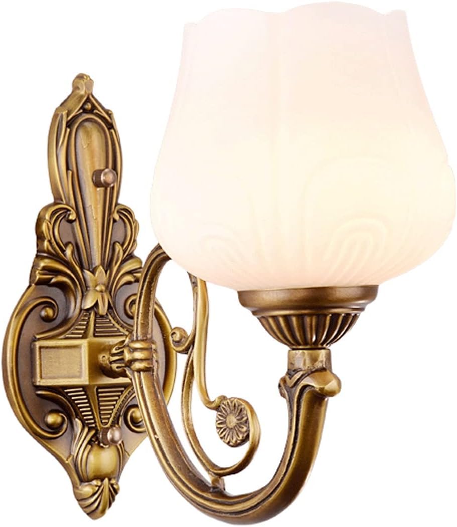 YNIYUJKL Wall Lamp, Indoor Wall Sconces European Style Copper Wall Lamp Creative Bedroom Bedside Lamp Modern Minimalist Aisle Corridor Luxury Romantic Staircase Lamps Bedroo,A