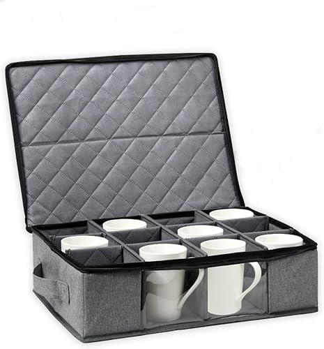 Boczif Caja de almacenamiento para tazas de café, contenedores de almacenamiento con capacidad para 12 cristalería, tazas de café y tazas de té,