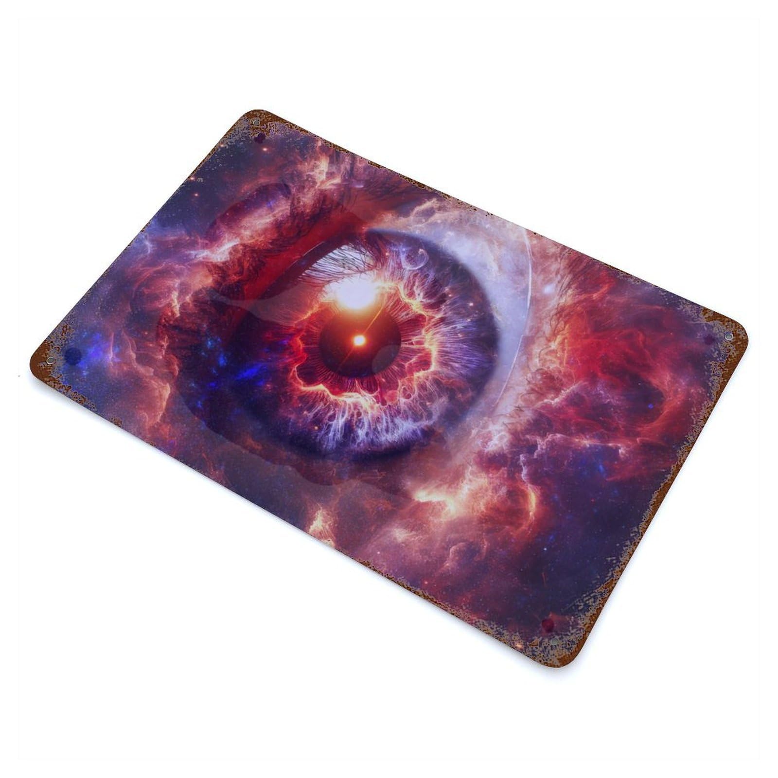 Cosmic Eye Rust Effect Tin Sign 11.8"x7.9", Ideal for Farmhouse, Kitchen And Entryway Decor