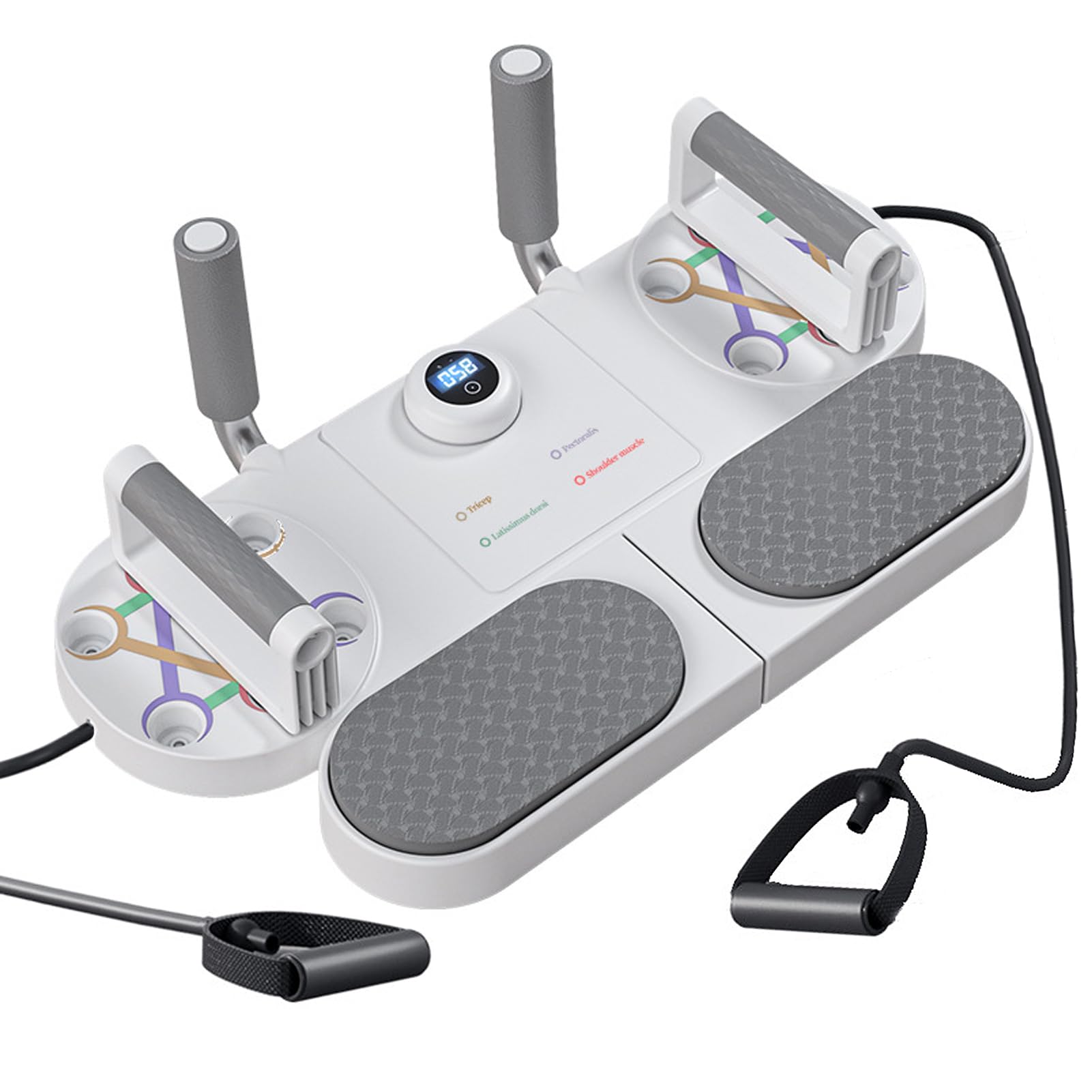 SOOFAM Push Up Board，Portable Push Up Bar at Home Gym，Versatile Pilates Board with Resistance Ropes Automatic Smart Counter，Push Up Board for Men and Wome，Home Core Workout Equipment