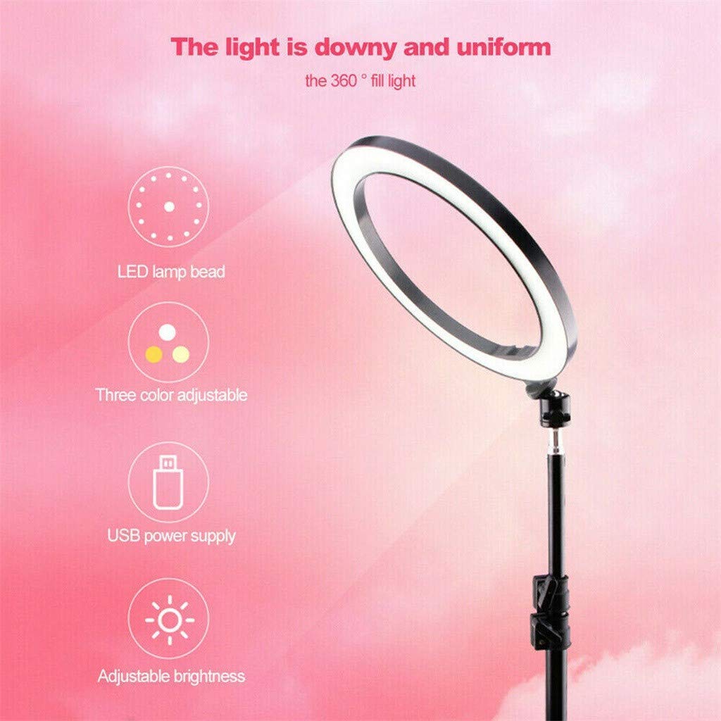 Luce ad anello per selfie da 6" con supporto per treppiede e supporto per telefono per streaming live/trucco, luce ad anello di bellezza per fotocamera a led dimmerabile, tre colori regolabi