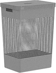 Ou Cesto de Roupas com Tampa Chumbo Linha Grid