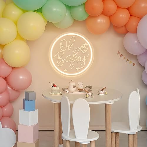 Miniatura 6 de Letrero de neón con texto en inglés "Oh Baby" para decoración de baby shower, alimentado por USB, para telón de fondo, dormitorio, boda, fiesta de