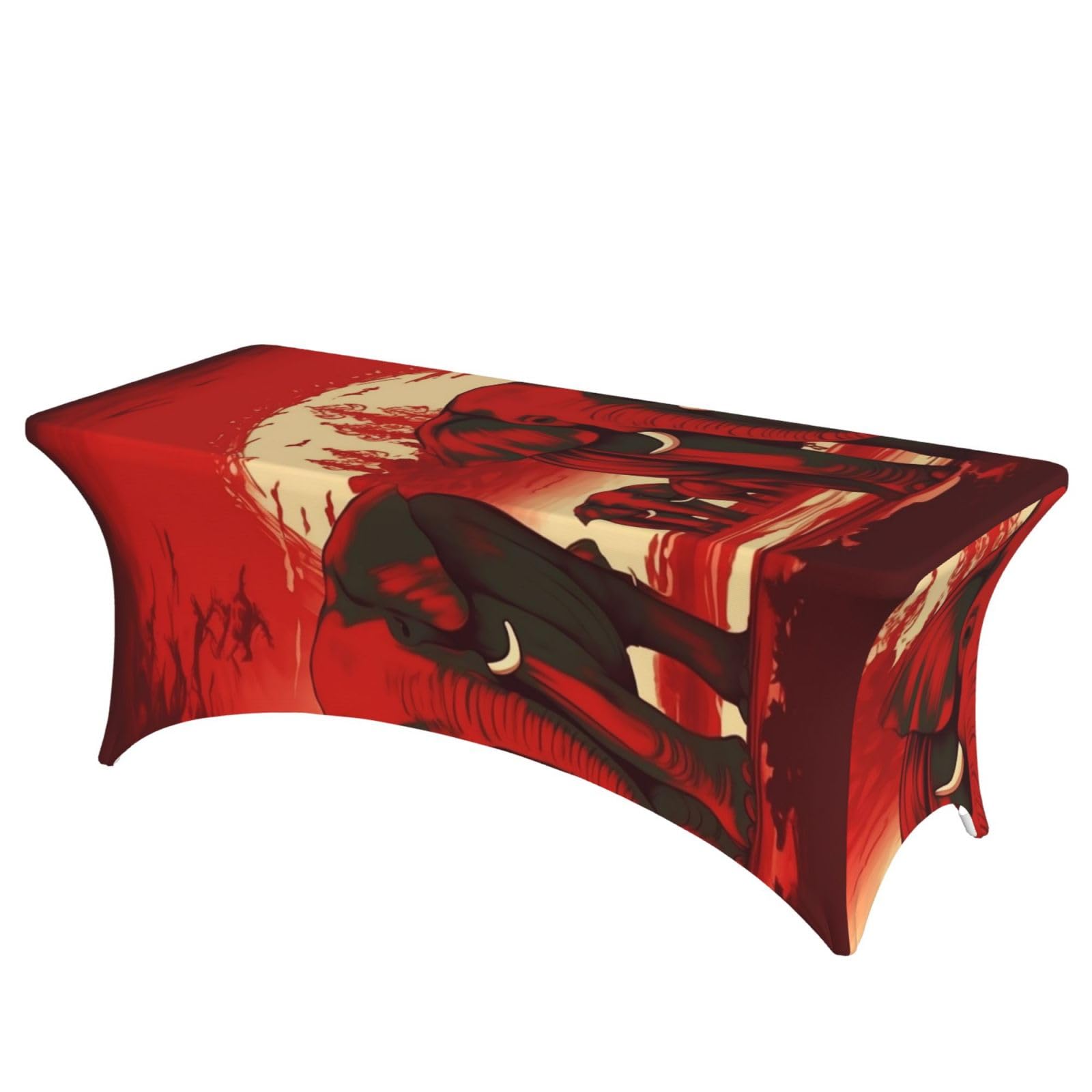Nappe d'éléphants rouge 1.8m extensible en élasthanne pour table rectangulaire
