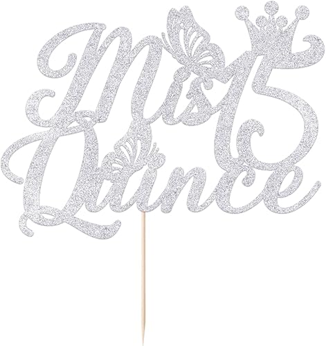 Miniatura 5 de Kaoenla Mis membrillo 15 para tartas dorado con purpurina para cumpleaños 15, saludos a los 15 años, quinceañera, decoraciones de feliz cumpleaños