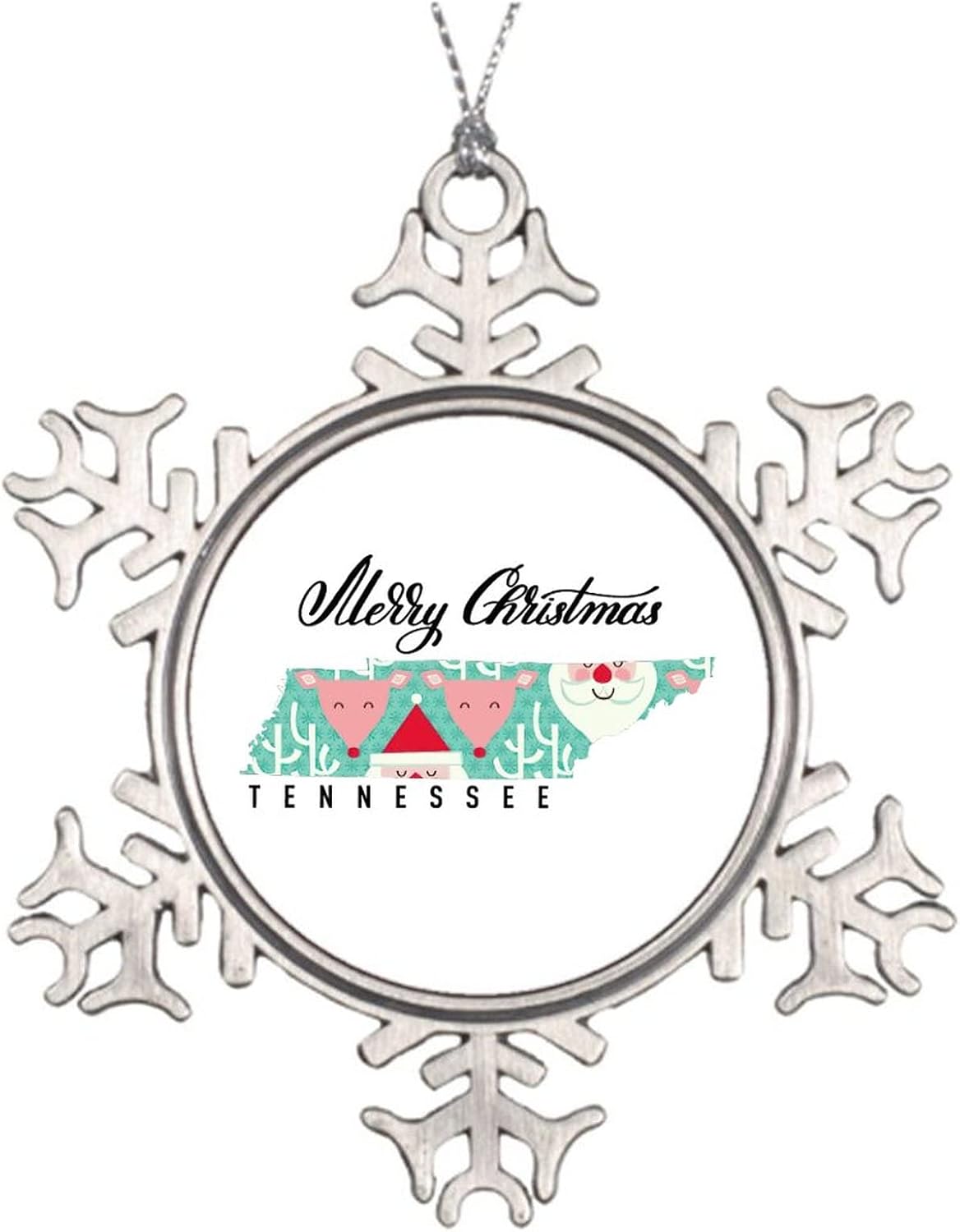 South Carolina Snowflake Pewter Christmas Ornament USA State Ornament Christmas Tree Decoration Holiday Hanging Pendant Bauble Xmas Gift Exchange Idea South Carolina Souvenir 3-Inch