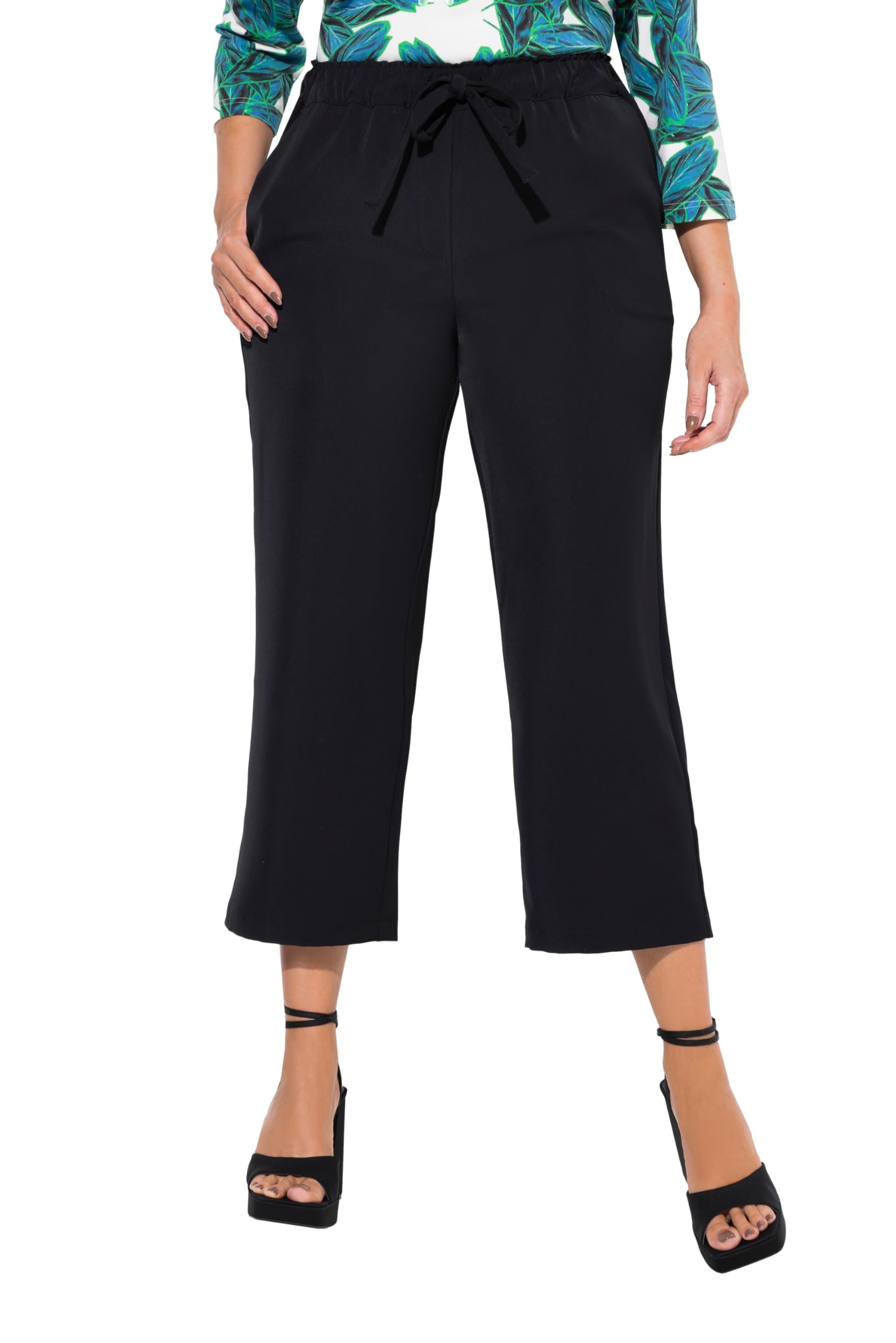 Ulla Popken Damen große Größen Übergrößen Plus Size 7/8-Hose, Bügelfalten, Elastikbund 813826