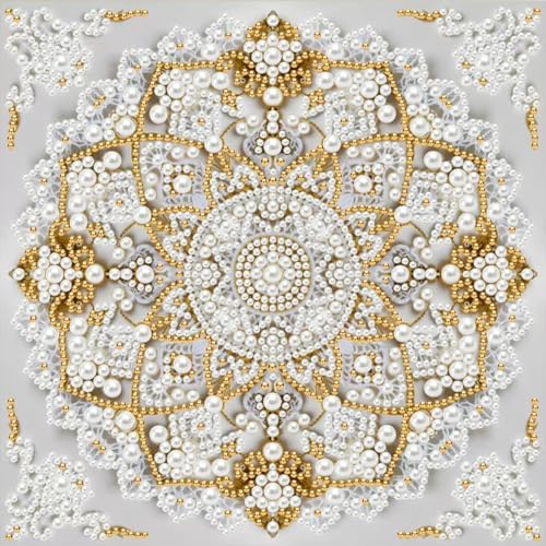 GEMFAMILY 5D Diamond Painting Kits for Adults,DIY Special Shaped Diamond Art Kit for Mandala,Pearl Diamond Dots Painting Crystal Rhinestone Gem Art for Home Wall Decor 11.8 X 11.8 Inch