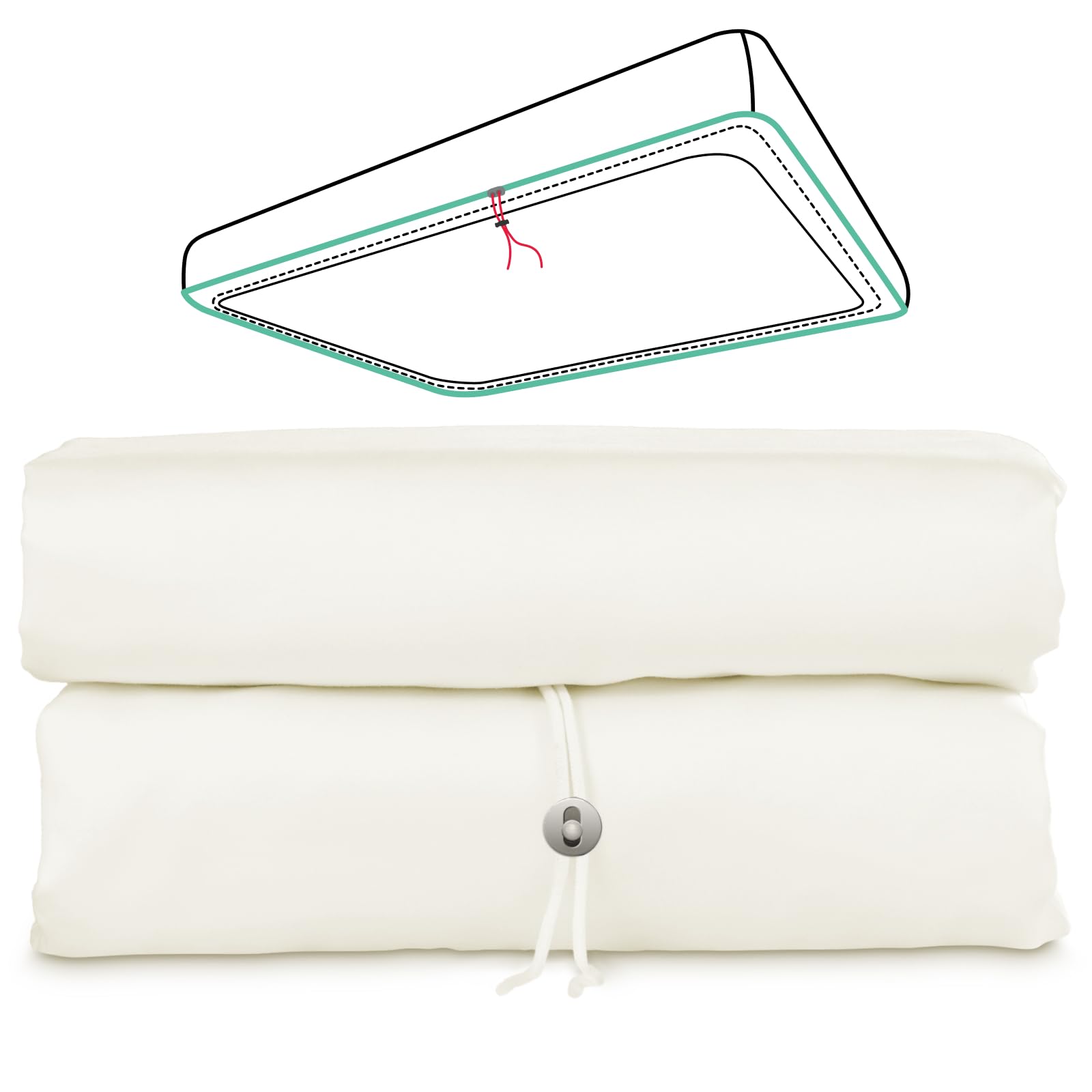 Queen Fitted Sheet Only 100 Long-Staple Cotton Dual-Lock Fitted Sheet for Queen Bed Luxury Soft and Comfort No