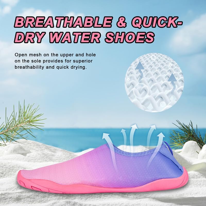 RooRuns Water Shoes for Men and Women, Slip-on Barefoot Beach Swim Shoes Quick-Dry Aqua Lightweight Breathable Shoes Socks for Pool Surf Yoga Water Aerobics Fishing Pool Beach